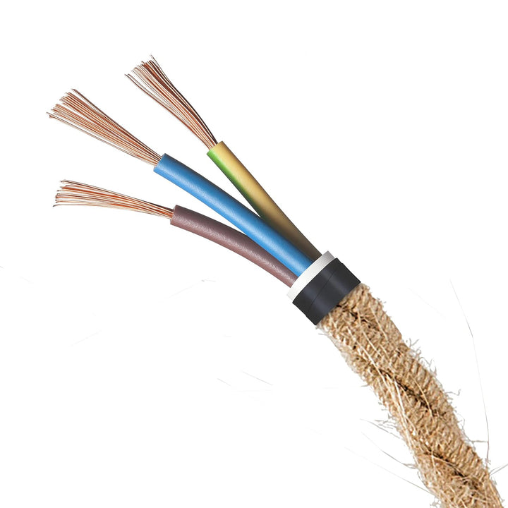 Amarcords - Textilkabel für Lampen JUTE, geflochten, Jute, 3 Meter, mit Erdung 3x0,75 - Stoffkabel m
