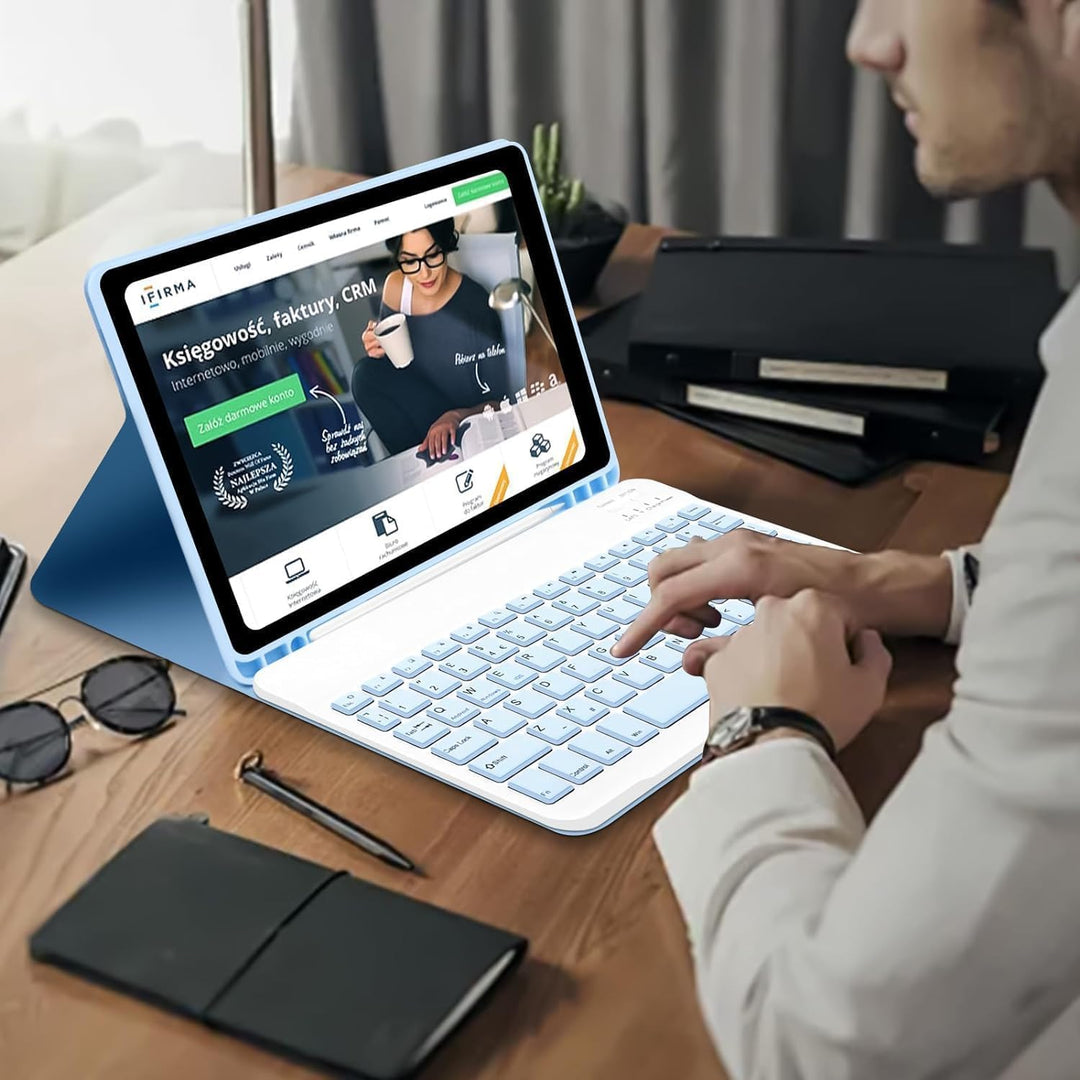 Hofsos Hülle mit Tastatur für Samsung Galaxy Tab A7 10.4 2020(T500/T505/T507),Leicht Schutzhülle mit