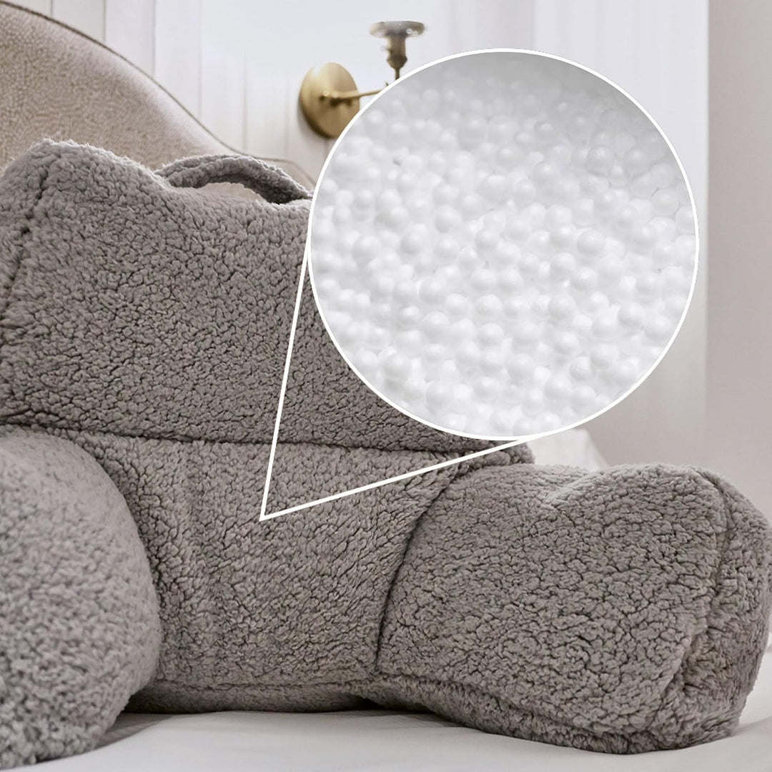 Icon Teddybär Rückenlehne Lesekissen, Grau, 2er Pack, Lesekissen Flauschig mit Sitzsack Füllung, Rüc