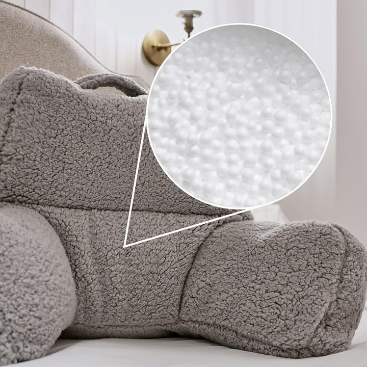 Icon Teddybär Rückenlehne Lesekissen, Grau, 2er Pack, Lesekissen Flauschig mit Sitzsack Füllung, Rüc