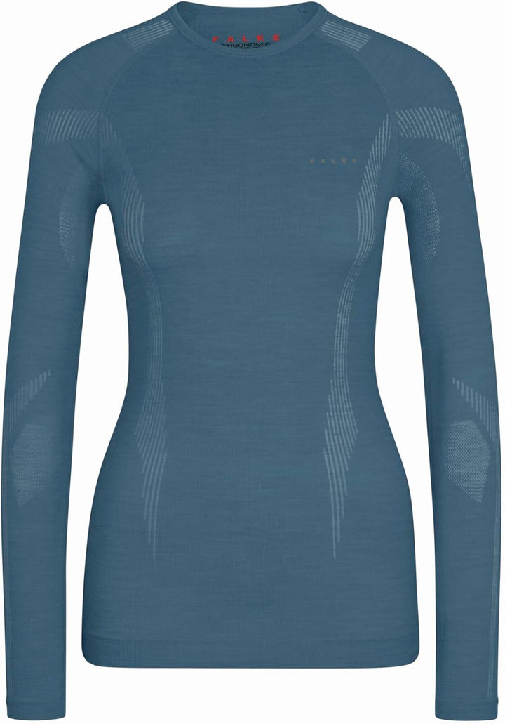 FALKE Wool-Tech Round Neck Funktionsshirt Langarmshirt für warme und kalte Temperaturen atmungsaktiv