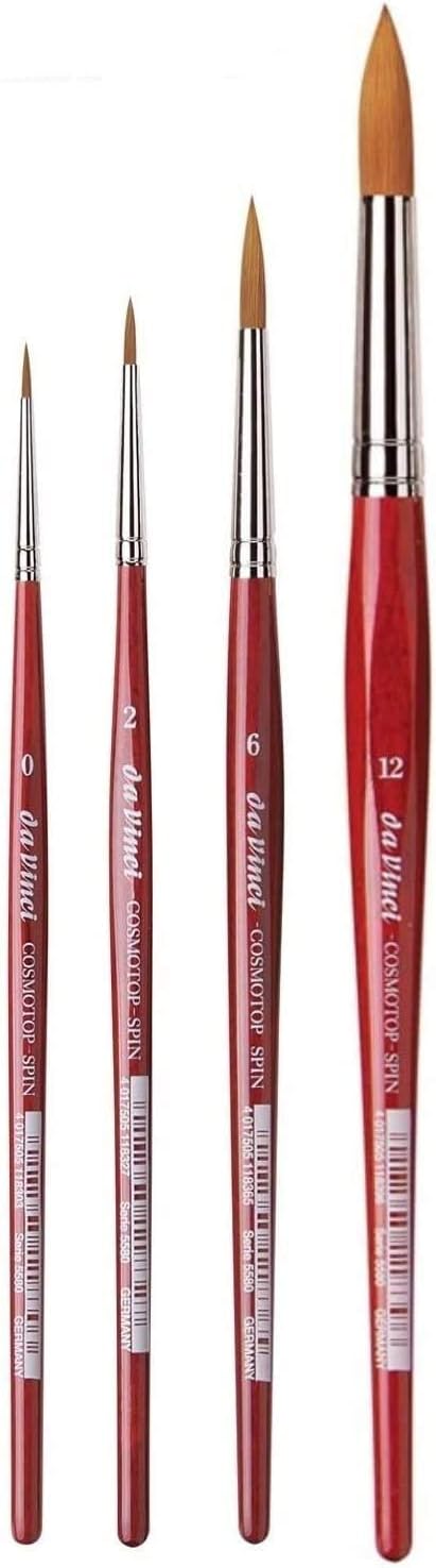 Da Vinci Series 5580 cosmotop Spin - Aquarell-Pinsel-4er Set Synthetik, no. 0, 2, 6, 12 Made in Germ