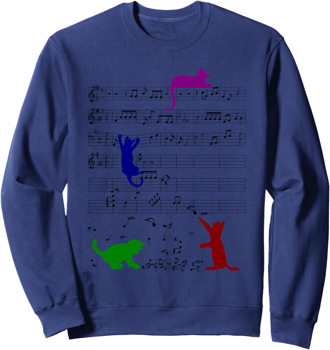 Niedliche Katze Musiknote Noten Musiker Sweatshirt