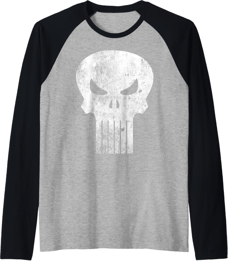 Marvel The Punisher Classic Retro Skull Logo Raglan