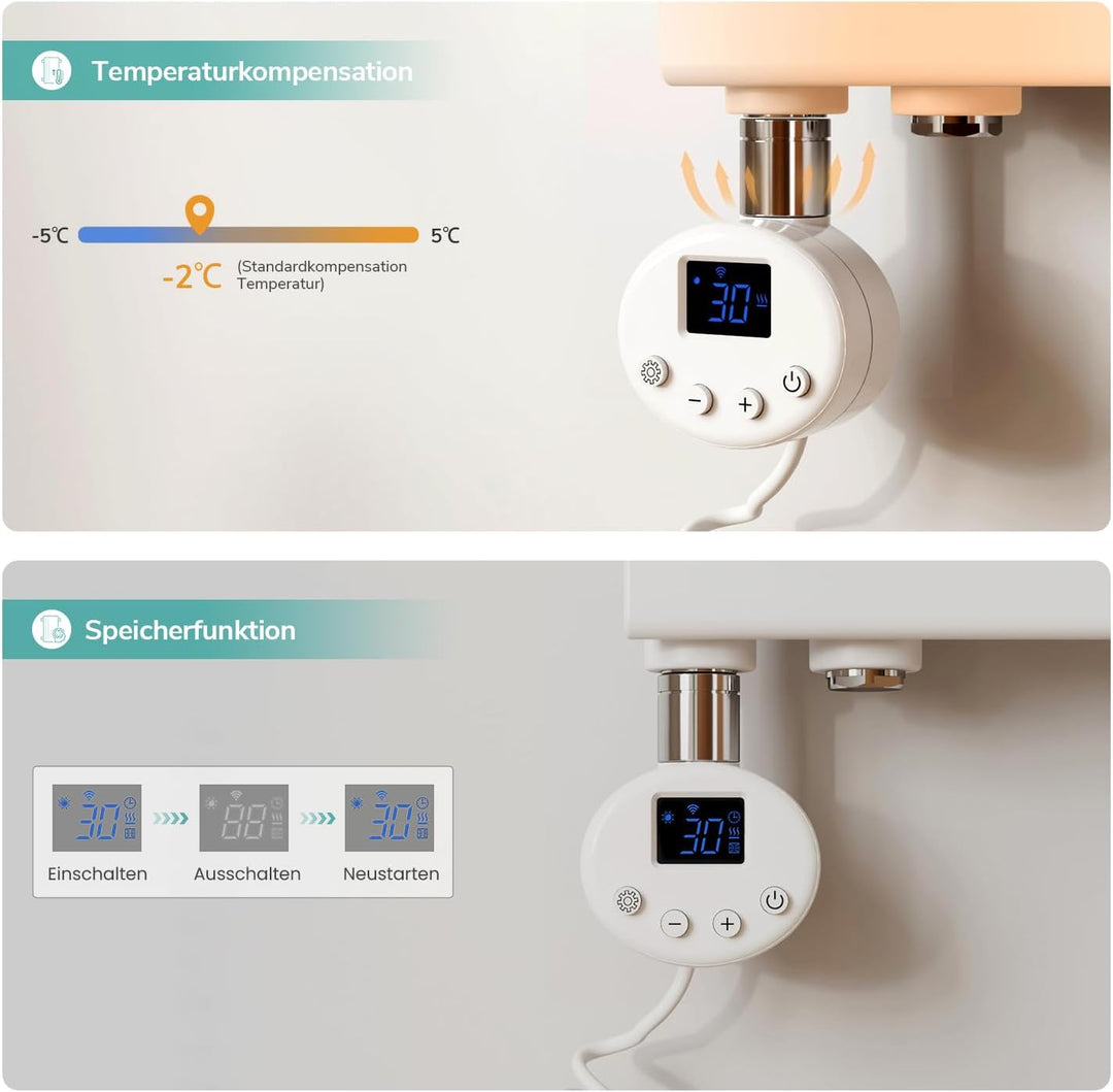 EMKE WiFi Handtuchheizkörper Elektrisch 1599x400 mm - Flach Badheizkörper Elektrisch, Elektrischer H