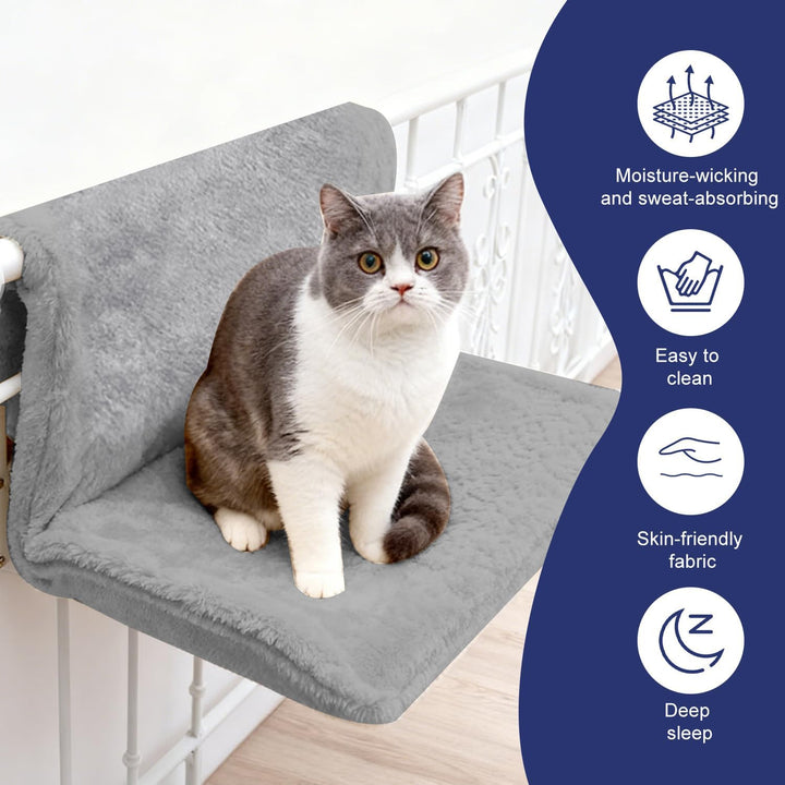 Katzenbett Heizun, Heizkörperbett für Katzenmit weichem Plüsch, Katzenheizungsliege Katzenhängematte