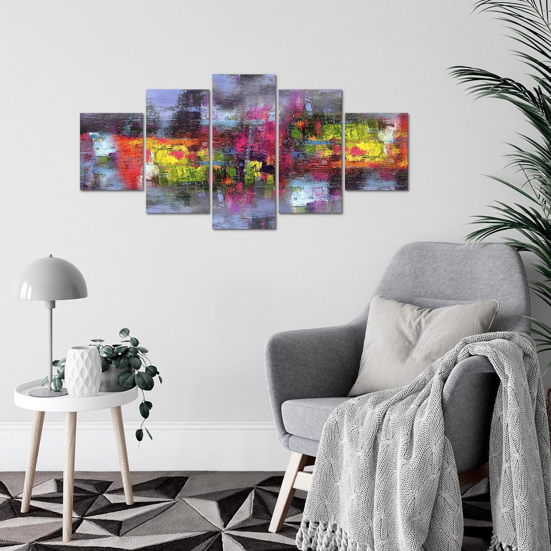 Runa Art Wandbilder Abstrakt 5 Teilig Bild auf Vlies Leinwand Deko Wohnzimmer Schlafzimmer Gemälde B