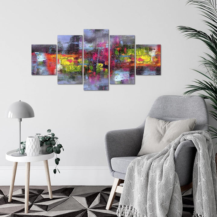 Runa Art Wandbilder Abstrakt 5 Teilig Bild auf Vlies Leinwand Deko Wohnzimmer Schlafzimmer Gemälde B