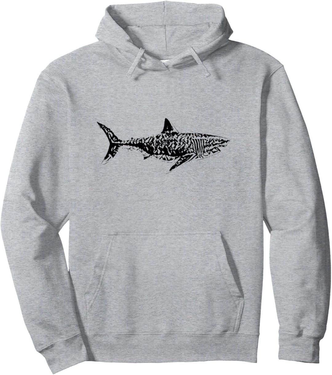 Weisser Hai Motiv Haie Raubfisch Zähne Rückenflosse Hai Pullover Hoodie