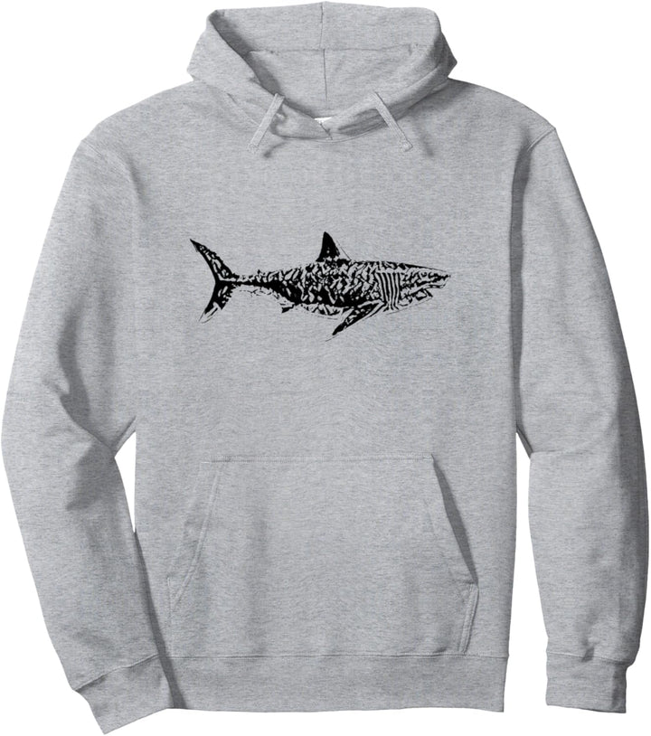 Weisser Hai Motiv Haie Raubfisch Zähne Rückenflosse Hai Pullover Hoodie