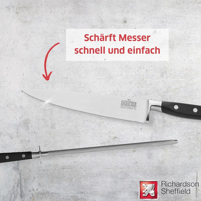 Richardson Sheffield V SABATIER Wetzstahl 8", Profi Messerschärfer Wetzstahl, Messerschleifer, Wetzs