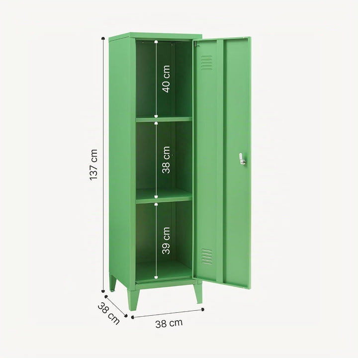 [en.casa] Einzelspind Kurikka Metallspind mit 2 Ablagen 137 x 38 x 38 cm abschliessbar Schliessfachs