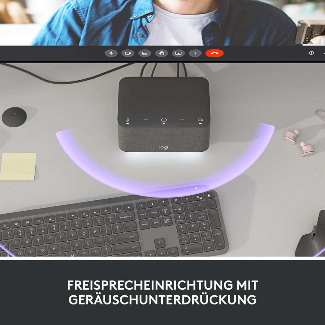 Logitech - Logi Dock, All-in-One USB C Laptop- Dockingstation, Lautsprecher, Noise Cancelling Mikrof