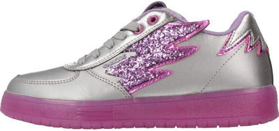 Geox Mädchen J Kommodor B Low-top Sneaker, Silber Dk Silver Lilac C1335