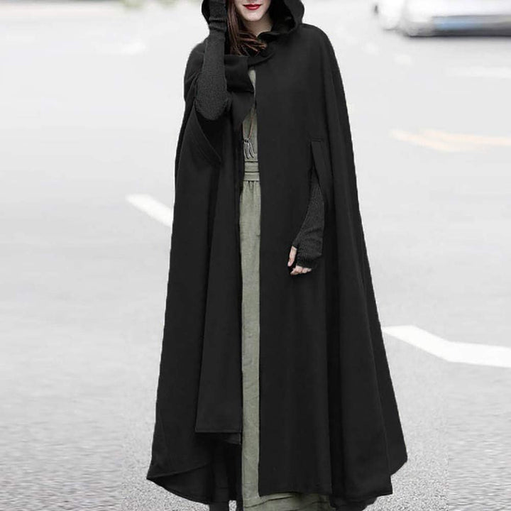 Lange Umhang mit Kapuze DamenVintage Einfarbig Poncho RobeHalloween KostümLeichte TrenchcoatWinddich