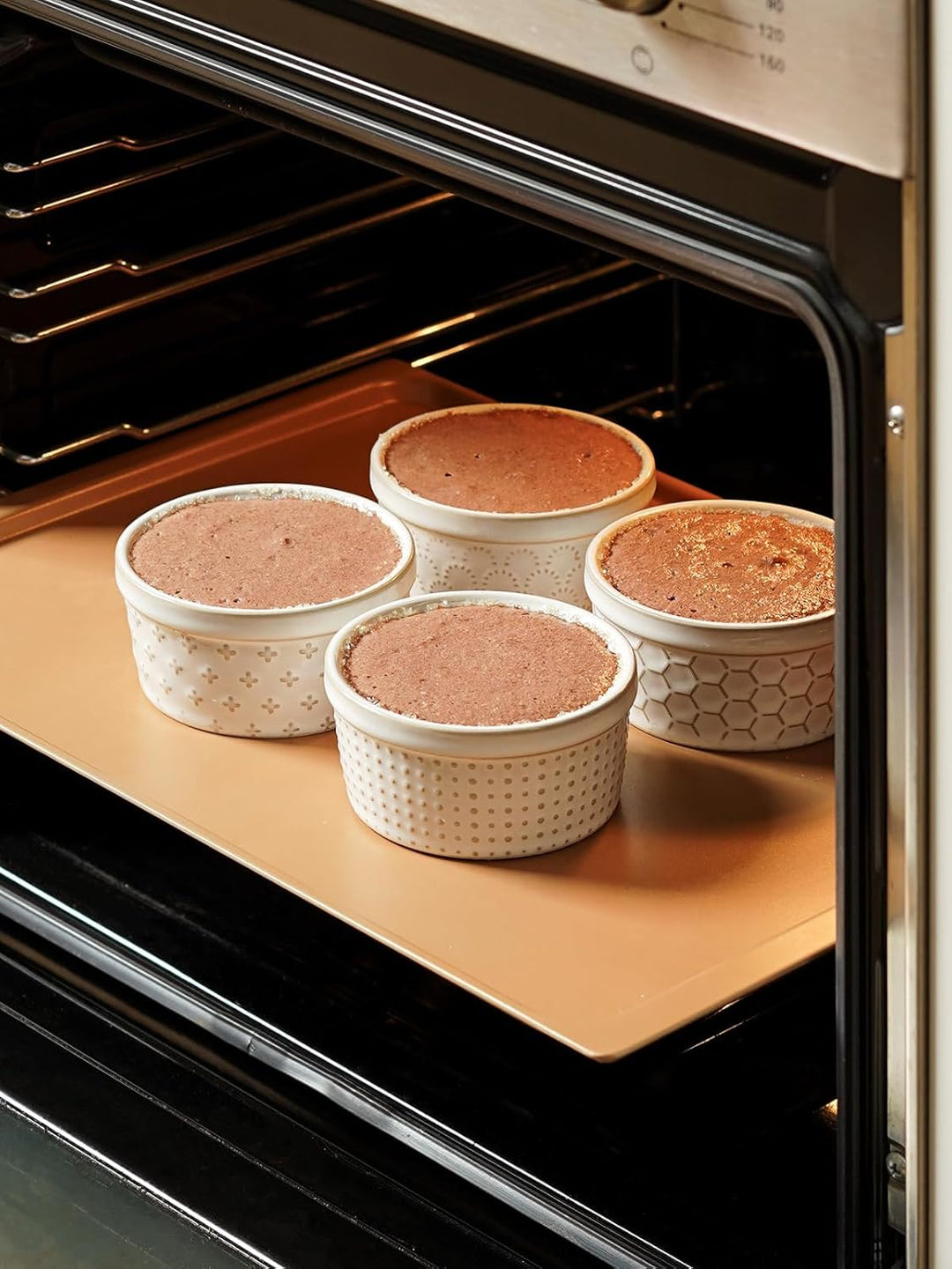 LE TAUCI Creme Brulee Schälchen Set 170 ml x 4, Souffle Förmchen, Ofenfest, Auflaufförmchen für Lava