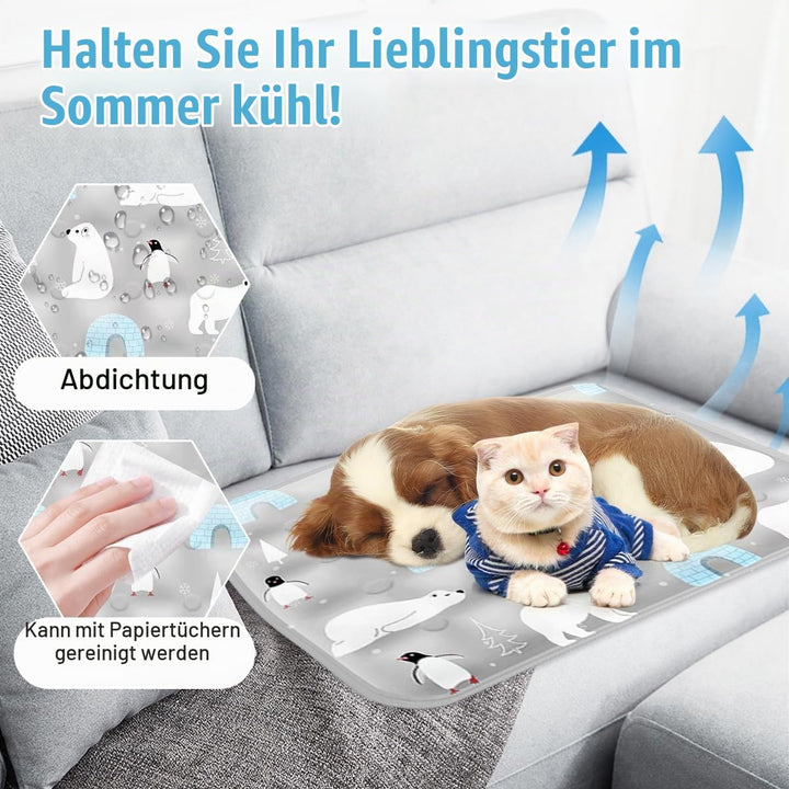 Kühlmatte Hund Katze 40×50cm,Kühldecke Hund mit Selbstkühlend Ungiftigem Gel Waschbar,Hundekühlmatte