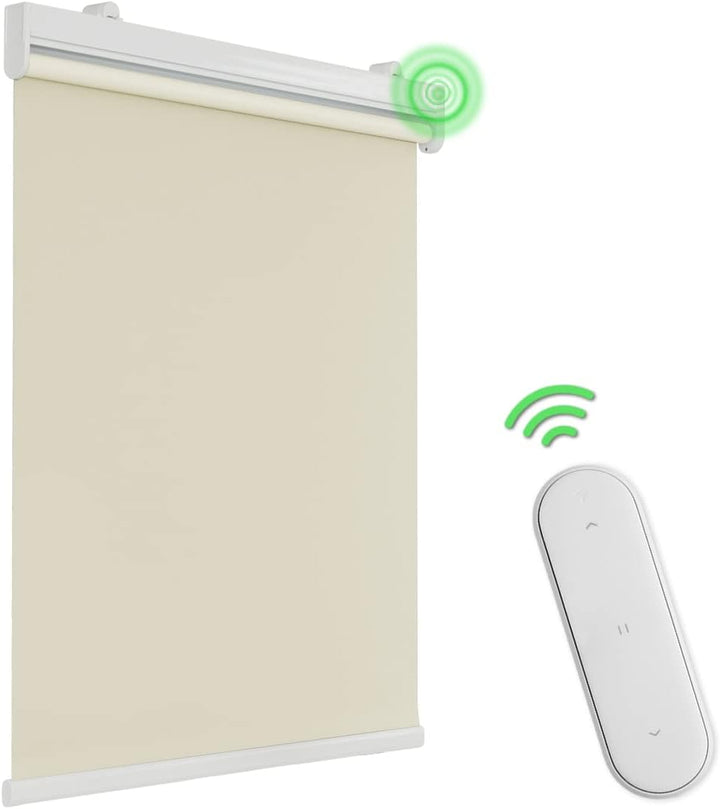 HOMEDEMO M100 Elektrische Rollos Verdunkelungsrollo mit Motor & Fernbedienung, Creme 80x100cm(BxH),