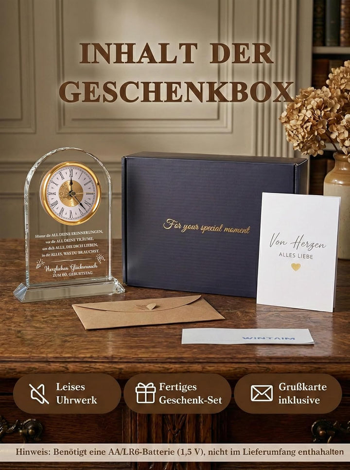 Geschenk 60. Geburtstag Frauen & Männer Jahrgang 1966 – Tischuhr mit Spruch – Geschenkidee für Mama