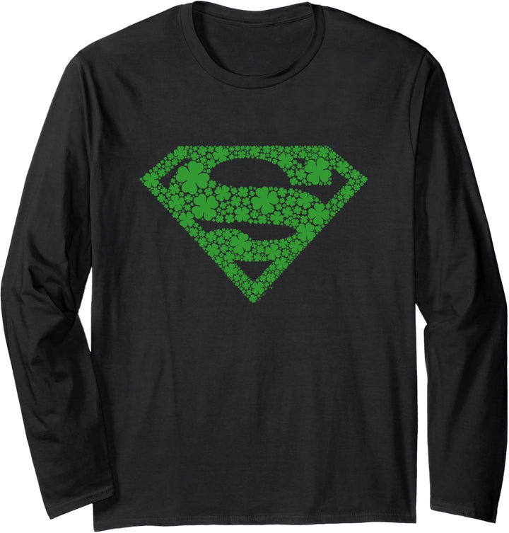 Superman St. Patrick's Day Shamrock Logo Langarmshirt