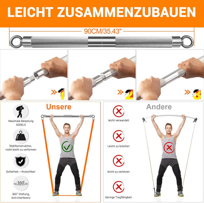 DASKING Fitnessbänder Krafttraining mit Stange, Resistance Bands Set