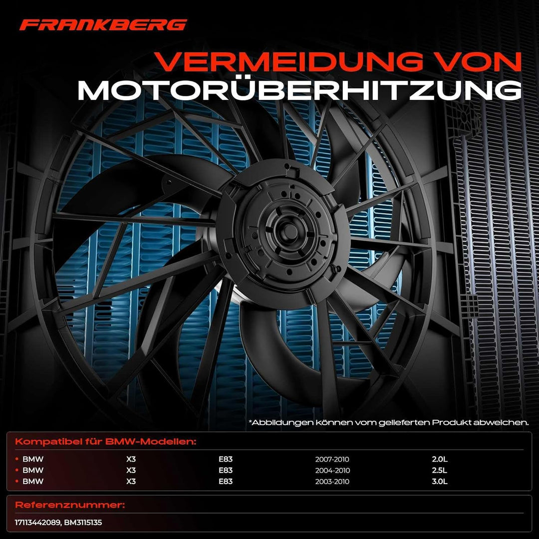 Kühlerlüfter Lüftermotor Motorkühlung 3-Polig für X3 E83 2.0d 2.5 Si 3.0d xDrive20d xDrive25i xDrive