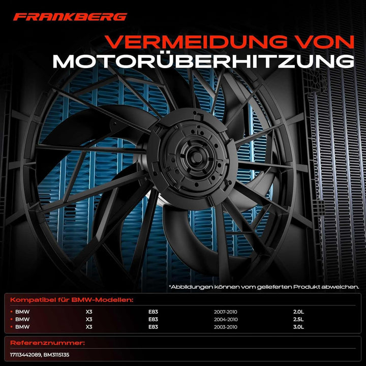 Kühlerlüfter Lüftermotor Motorkühlung 3-Polig für X3 E83 2.0d 2.5 Si 3.0d xDrive20d xDrive25i xDrive