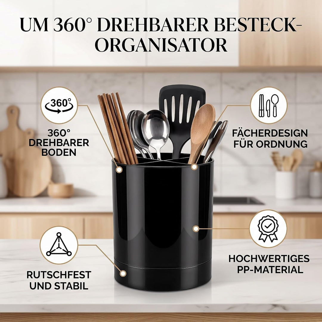 Pissente Kochlöffelhalter, 360 Grad Drehbarer Essstäbchenhalter mit Fachdesign Geschirr-Aufbewahrung