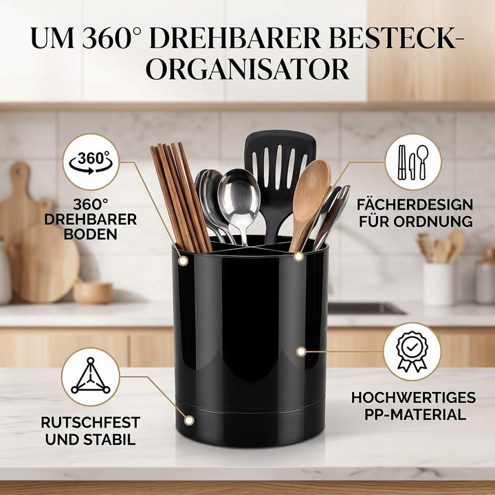 Pissente Kochlöffelhalter, 360 Grad Drehbarer Essstäbchenhalter mit Fachdesign Geschirr-Aufbewahrung