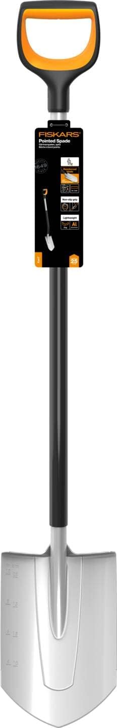 Fiskars Gärtnerspaten für harte, steinige Böden, Spitz, Länge: 120 cm, Verstärktes Borstahl-Blatt, S