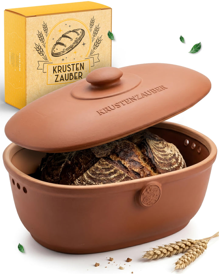 KRUSTENZAUBER Brotkasten Keramik zur Brotaufbewahrung – Moderne Brotbox mit Deckel – Bread Box ideal
