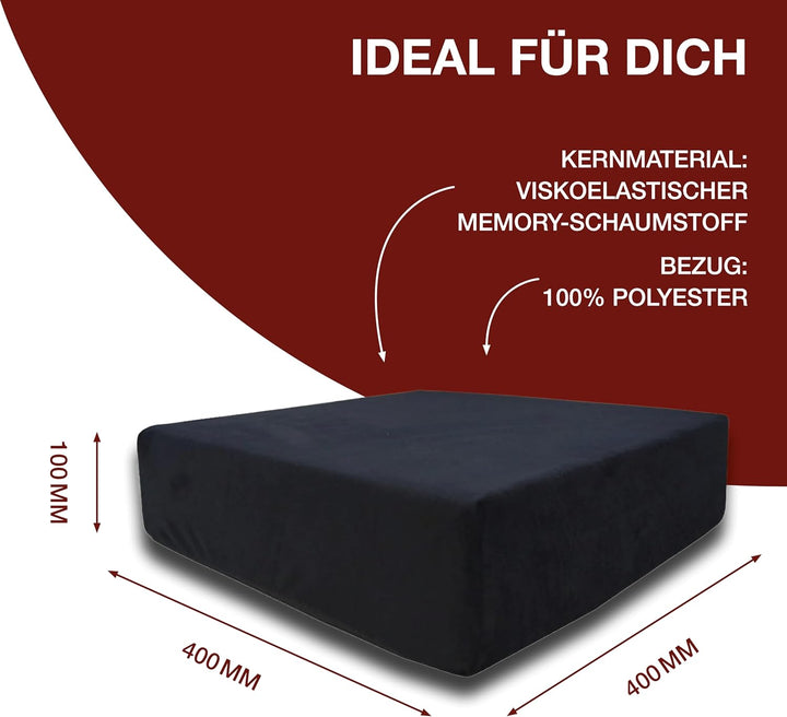 Orthopädisches Memory-Schaum Sitzkissen 10 cm Sitzerhöhung - Ergonomische 40x40x10 cm Aufstehhilfe M
