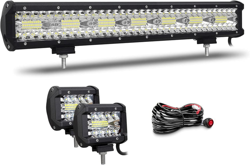 Willpower 20 Zoll 51CM 420W Led Arbeitsscheinwerfer Bar + 4 Zoll 10CM 60W Led Scheinwerfer + Kabelba