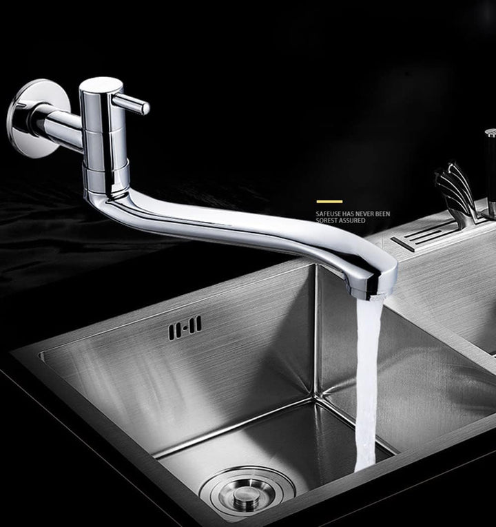 AIDE Wandmontierte Kaltwasser-Spültischarmatur, Einhebel-Messing-Wasserhahn für Küche, Garten, Outdo
