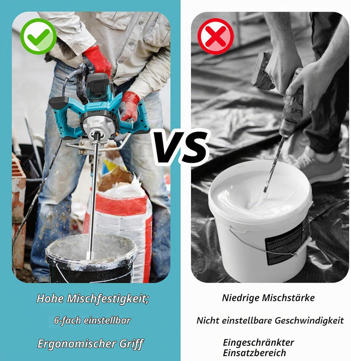 Akku Farbmörtelrührer Kompatibel mit Makita Batterie, 3200W Mehrzweck Brushless Betonrührer mit Rühr