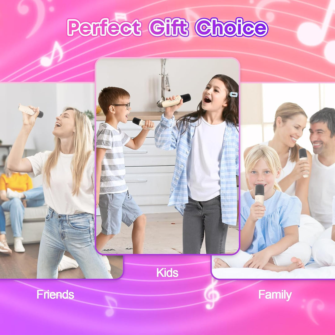 Karaoke Maschine mit 2 Mikrofonen, Geburtstag Geschenk für Kinder ab 3 Jahre, Karaoke Maschine Kinde