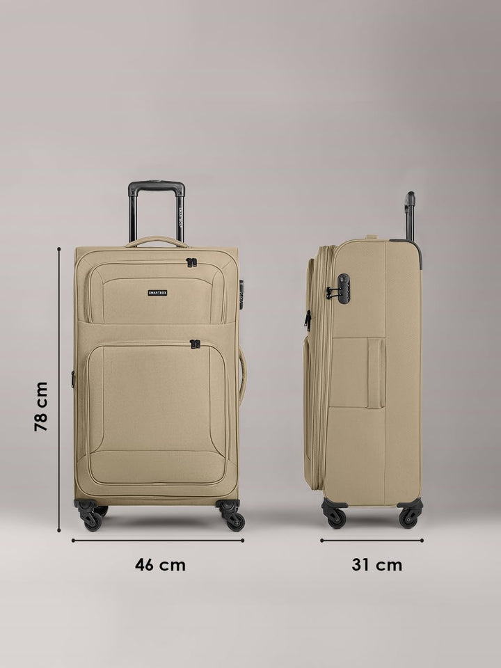 SMARTBOX grosser Weichgepäck Check-in Koffer für Damen &amp; Herren Beige L, Beige L