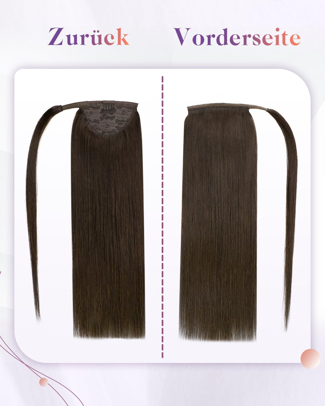 LaaVoo Ponytail Echthaar Pferdeschwanz Braun 70g Short Zopf Extensions Echthaar Braun 30cm Glatt Pfe