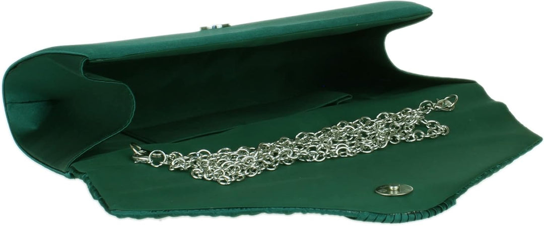 Girly Handbags Damen Clutch aus plissiertem Satin Dunkelgrün, Dunkelgrün