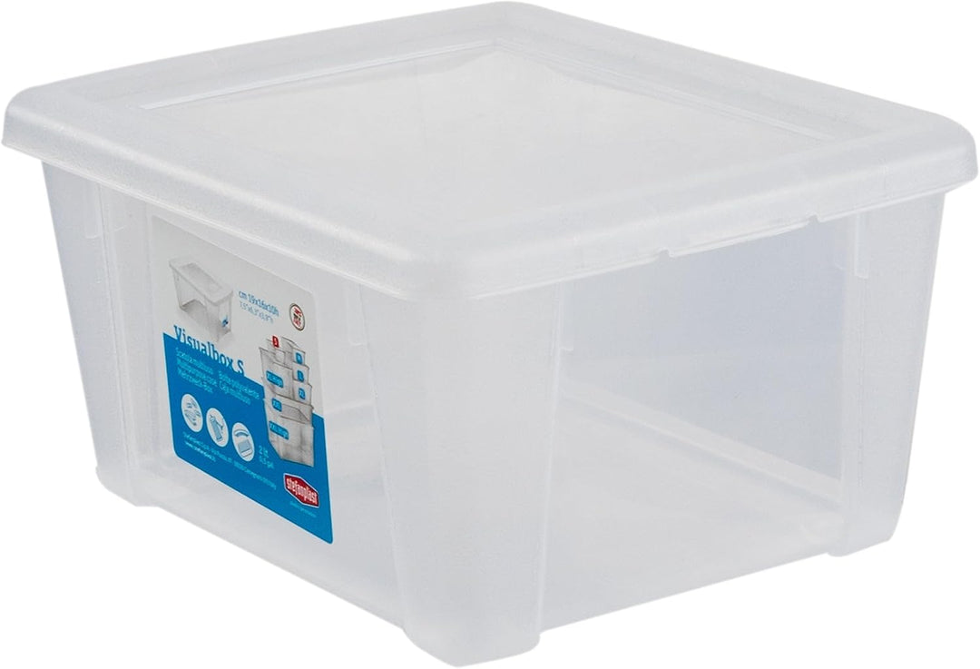 6 x Aufbewahrungsbox Deckel 2L 19x16x10cm transparent Kunststoff Box Büro 6 2 Liter ohne Rollen, 6 2