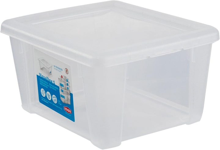 6 x Aufbewahrungsbox Deckel 2L 19x16x10cm transparent Kunststoff Box Büro 6 2 Liter ohne Rollen, 6 2