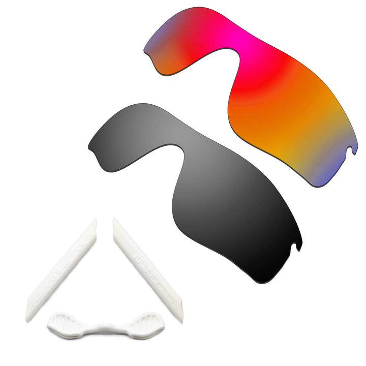 HKUCO Red/Black Polarized Replacement Lenses and White Earsocks Rubber Kit For Oakley Radarlock Path