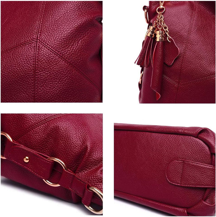 Kris Anna Hobo Quaste Damen Schultertaschen Handtasche Schwarz, Schwarz