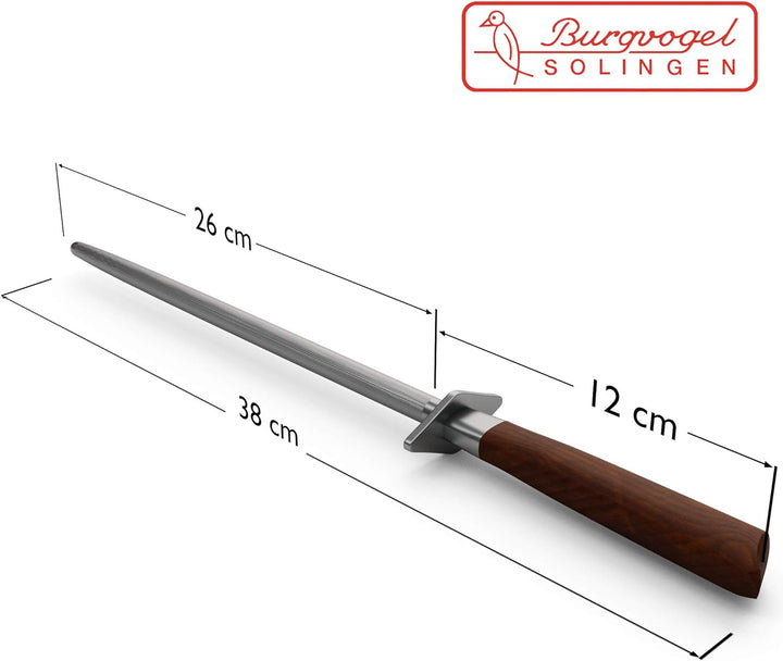 Burgvogel Solingen Natura Line, Wetzstahl rund, 26 cm, rostfrei, Messerschärfer, Made in Germany Bra