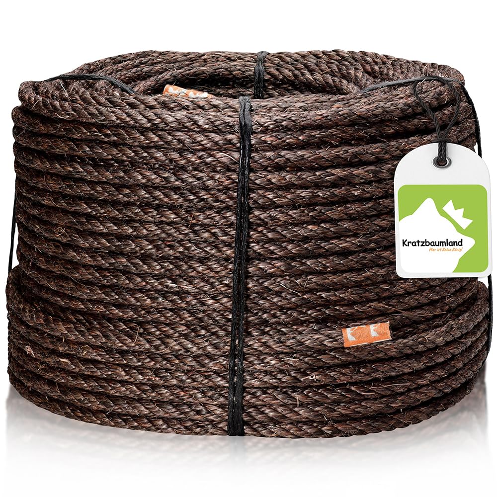Kratzbaumland Premium-Sisalseil braun 8 mm, braunes Sisalseil für Kratzbäume (versch. Längen) (30 Me