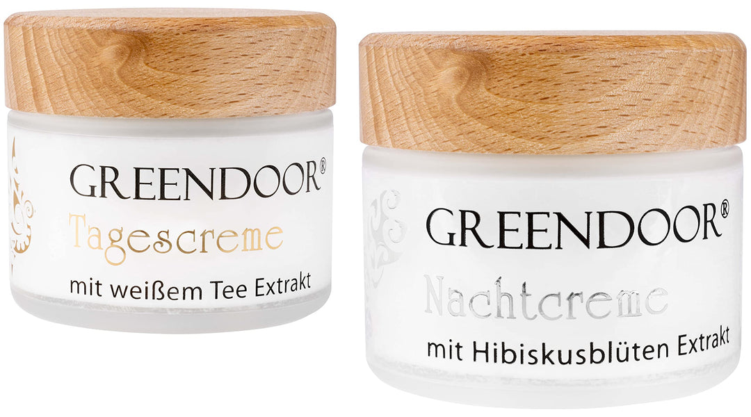 GREENDOOR Naturkosmetik Feuchtigkeitspflege 2er Sparset Tagescreme Bio weisser Tee + Nachtcreme Bio