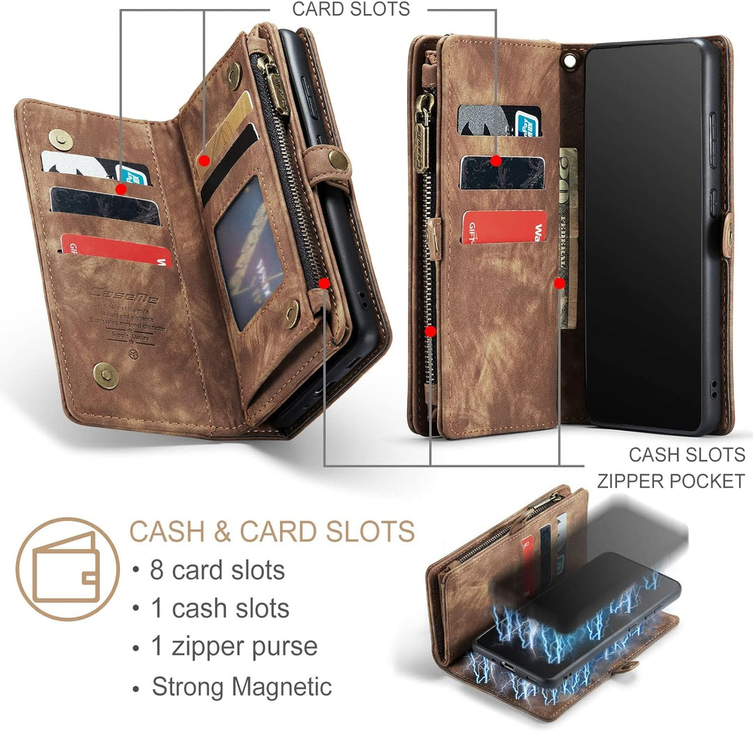 UFinetech 2-in-1 Samsung Galaxy S20 Plus Hülle Handy Tasche Leder TPU Flip Magnetisch Ständer Karten