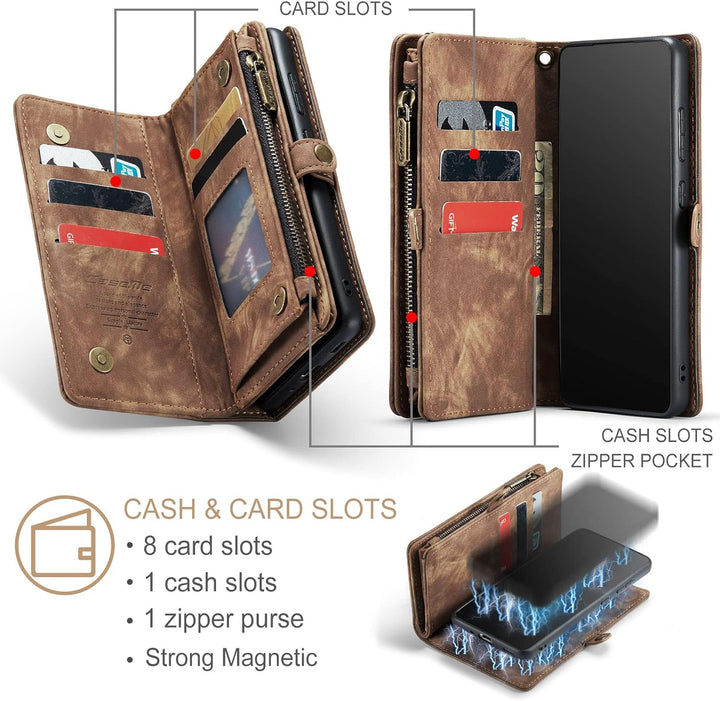 UFinetech 2-in-1 Samsung Galaxy S20 Plus Hülle Handy Tasche Leder TPU Flip Magnetisch Ständer Karten