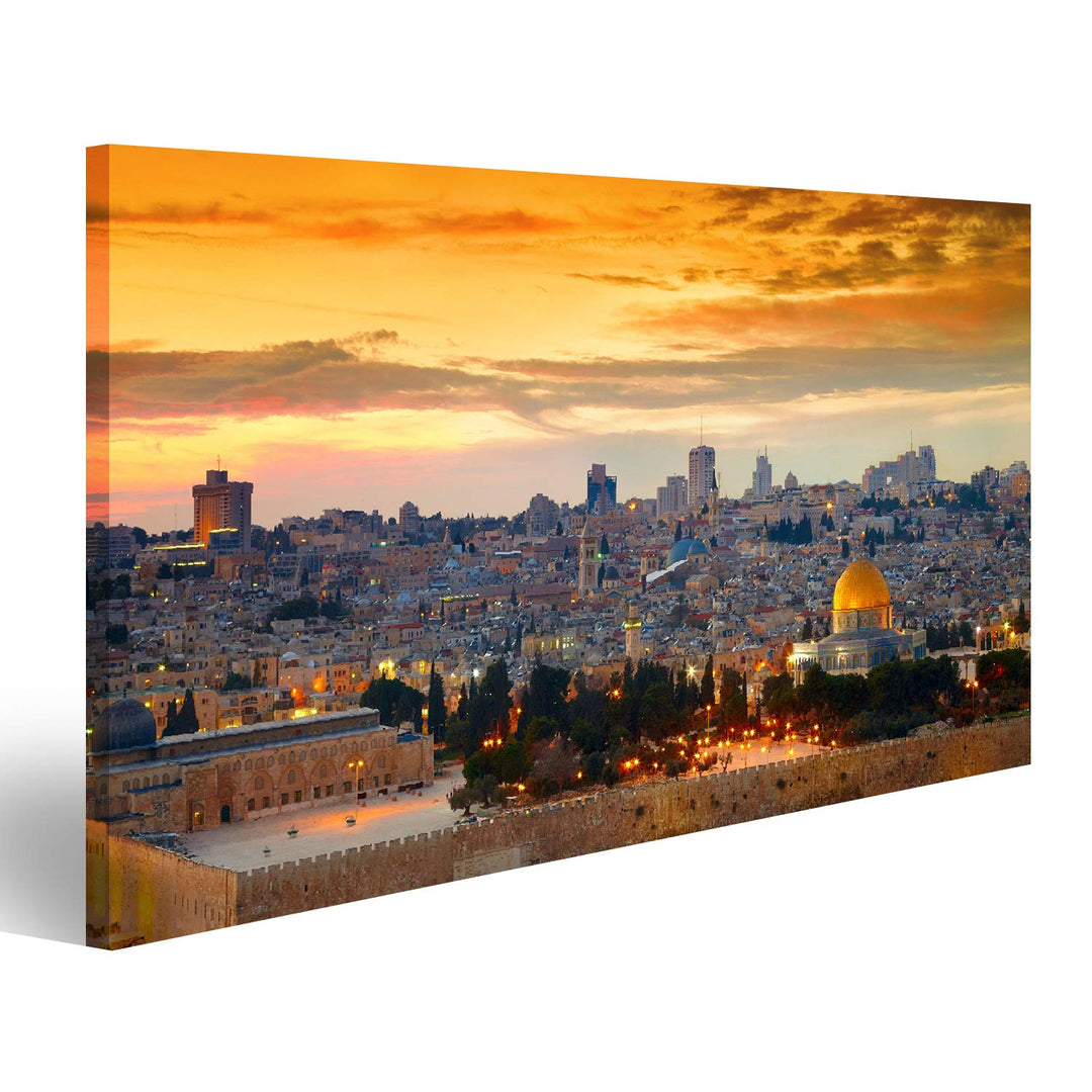 Bild Bilder auf Leinwand Panorama der Jerusalemer Altstadt Israel Wandbild Poster Leinwandbild SWR 1