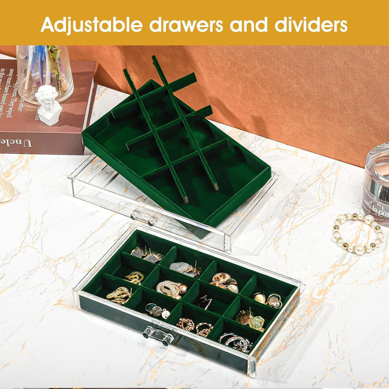 ProCase Acryl Schmuck Organizer Schmuckschatulle für Damen Durchsichtige Schmuckaufbewahrung Schmuck